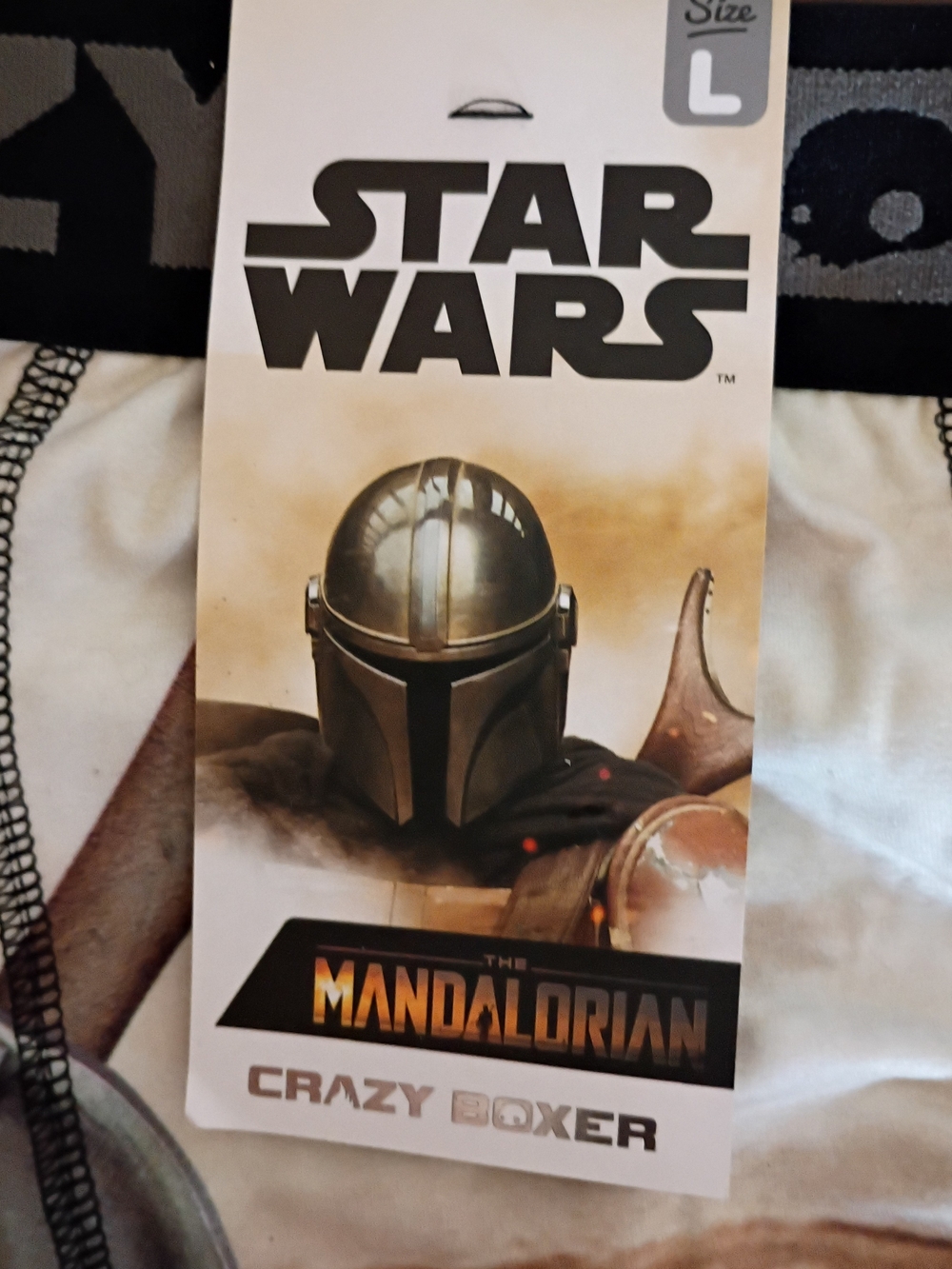Star Wars The Mandalorian Crazy Boxer - Black and Silver Design Men's L